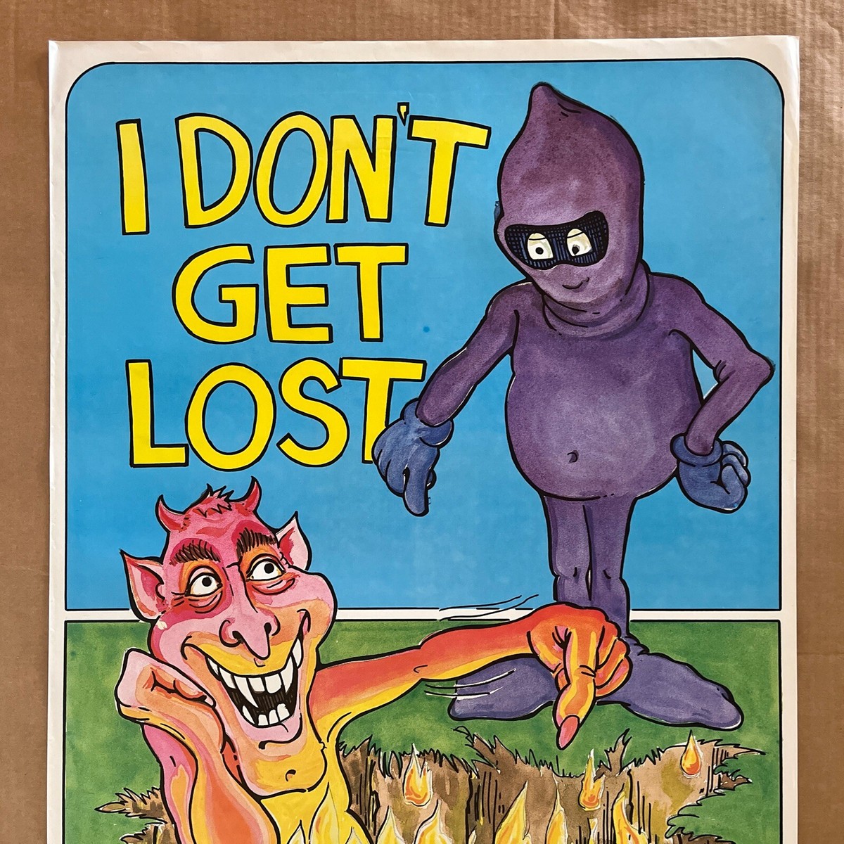 Vintage Original 1981 I Don't Get Lost Poster Comedy Devil Hell