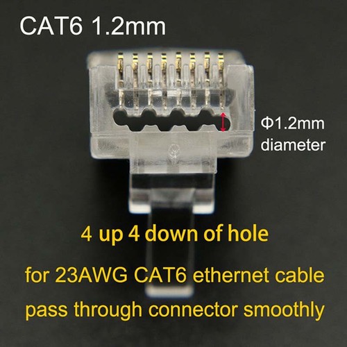 Cat6A RJ45 Connectors Shielded Pass Through Connector Gold Plated 3 Prong 8P8C - 第 2/12 張圖片