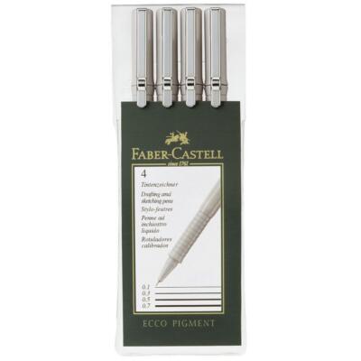 FABER-CASTELL Pigmentliner ECCO PIGMENT, schwarz, 4er Etui