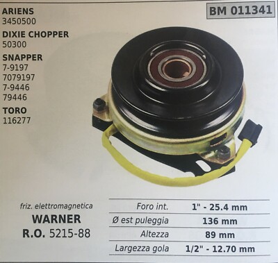 Elektromagnetische Kupplung Brumar BM011341 Ariens -Dixie Chopper -Snapper -Toro
