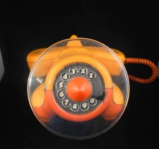 Alexander Graham Plane Northern Telecom Orange Rotary Dial Phone 1970's