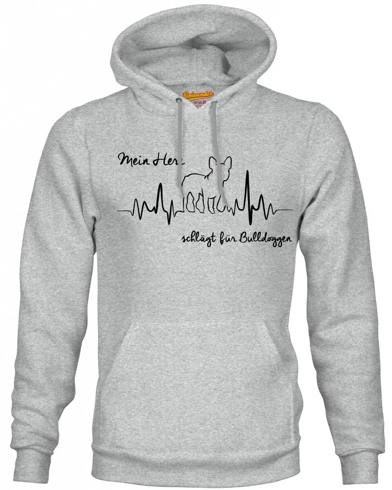 SIVIWONDER Französische Bulldogge Herz heartbeat Hoodie Sweatshirt Pullover Unisex Hundemot