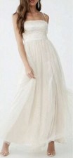 NWT Forever 21 Small Cream Sheer Rhinestone Jeweled Maxi Boho Cottagecore Dress