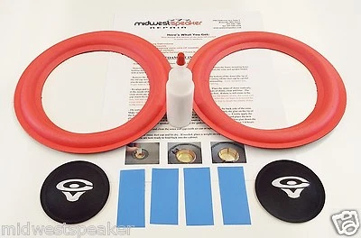 MW AUDIO Cerwin Vega AT-8 D-1 - 8" Woofer Refoam Speaker Kit w/ CV Logo Dust Caps!