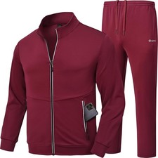 Men's Tracksuits Sweatsuits for Men Track Suits 2 Piece XX-Large, B, Wine Red