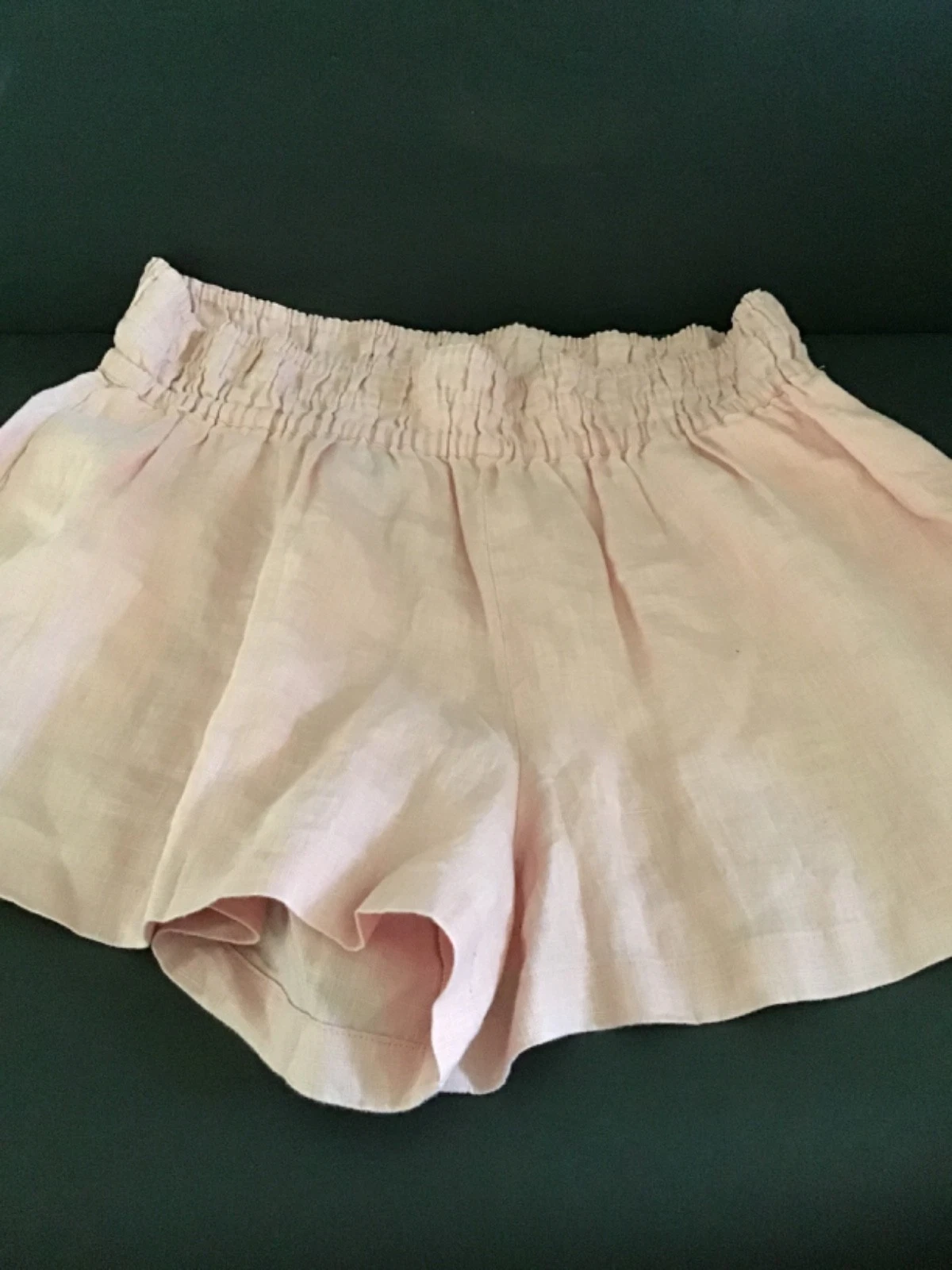 Anthropologie The Somerset Linen Shorts Pink Smocked Waist High-Rise Size M-