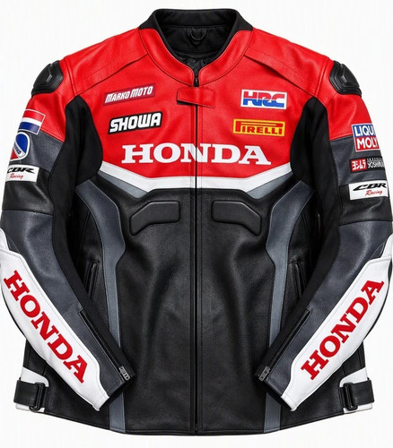 Honda CBR HRC Motorcycle Racing Leather Jacket CE Armored Biker Riding ...