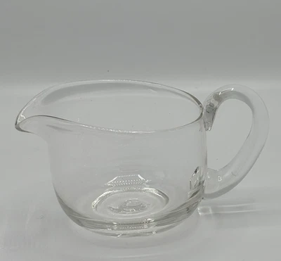 Vintage Clear Glass Hand Blown Sauce Gravy Boat Pitcher Creamer 3.5" Tall - Image 1 of 4