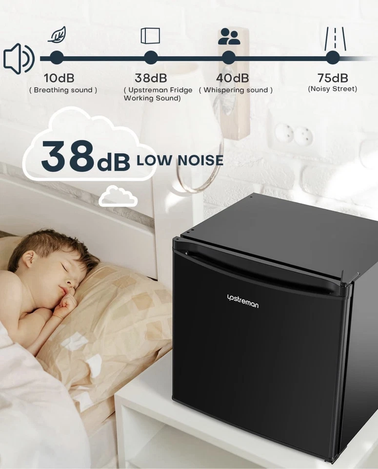Upstreman 1.7 Cu.ft Mini Fridge with Freezer, Dorm Essentials, Adjustable Thermo - Image 4 of 4