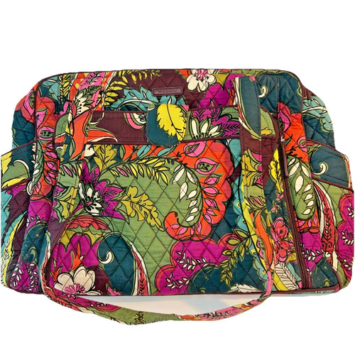 Vera Bradley Large Baby Diaper Bag Green Pink Orange Floral Bag Toddler