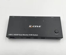 KCEVE KVM Switch Dual Monitor USB C HDMI DP - 2 Computers - 4K@60Hz - Black