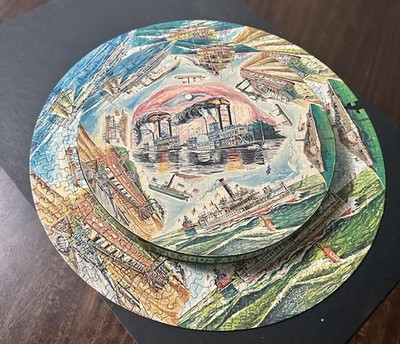 RARE Vintage Springbok Round Puzzle Famous American Steamboats 1969 Missing 2