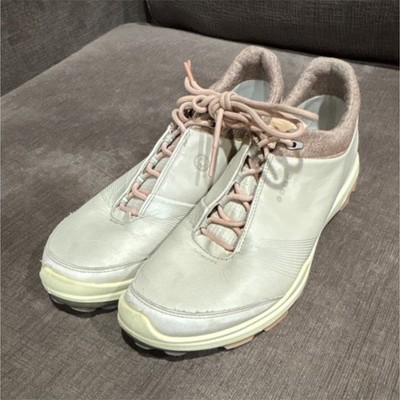 ECCO Biom Women s Leather Golf Sneaker Extra Wide Lace Up Gray/Beige US 10