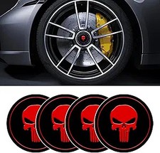 4 PCS Car Wheel Center Hub Cover, 2.2" Skull Center Cap Sticker for Color: Red
