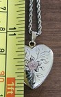 10k Locket Heart Pendant- Etched Flower: 925 1/20 10k RL Love Earth 22" Necklace — photo 3