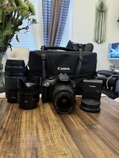Canon rebel T6 lens kit, with an extra 50mm hooded lens.