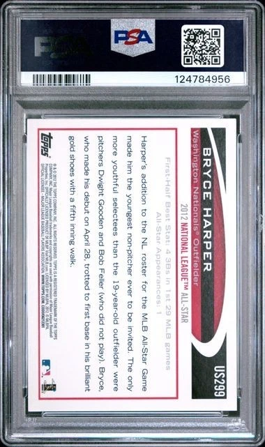 2012 Topps Update Bryce Harper Batting #US299 PSA 10 Rookie RC Nationals - Image 2 of 2