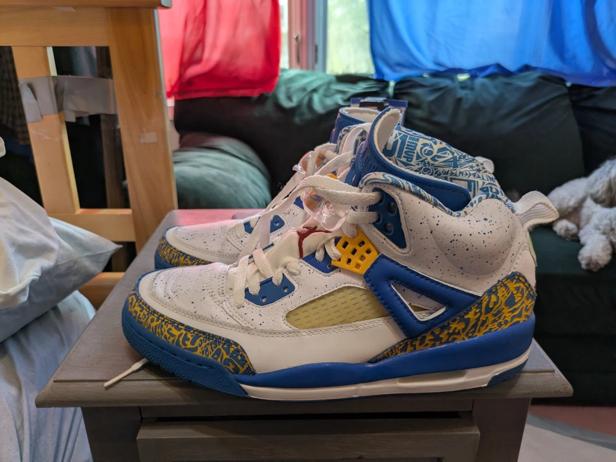 Air Jordan Spizike Do The Right Thing 315371-162 weiß blau gold Größe 8,5 Originalkarton
