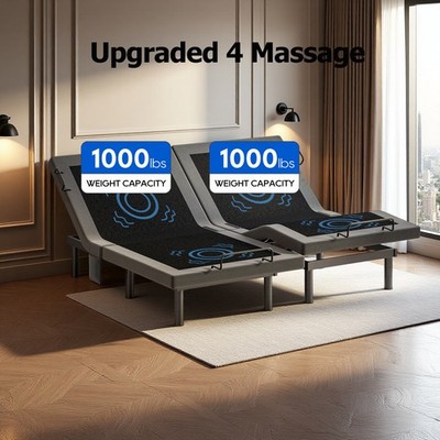 Upgraded Electirc Adjustable Bed Frame Base With Massage Remote USB TXL King