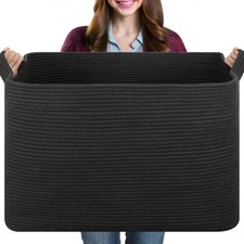 108L Extra Large Blanket Basket, 24.8" x 16.2" x 16.2" Rectangle Woven Storag...