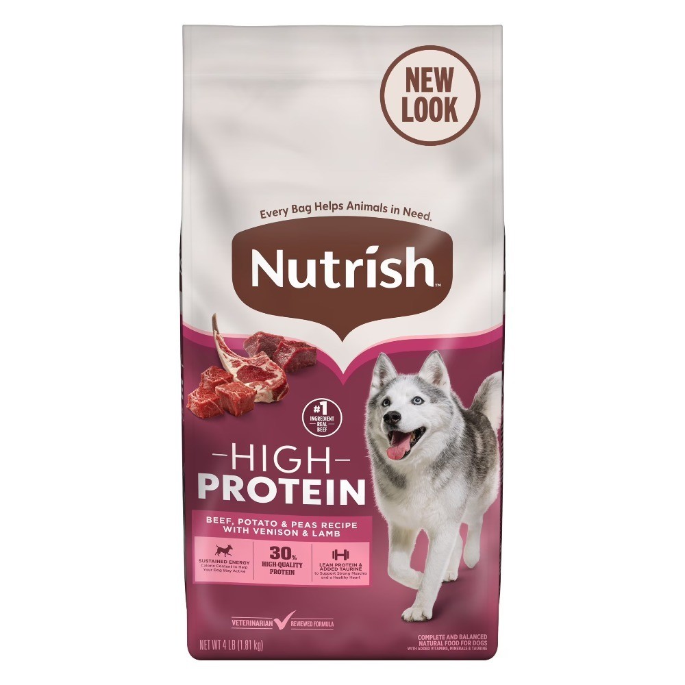 High Protein Beef, Potato & Peas Recipe with Venison & Lamb Dry Dog Food, 4 lb.
