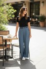 Halara Waffle Wide Leg Work Pants XS Petite Blue NWOT Pockets Stretch — photo 3