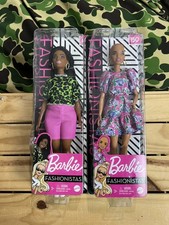 Lot 2 Barbie Fashionistas Doll 2020 AA braided Long Hair Hoops Curvy # 144 150