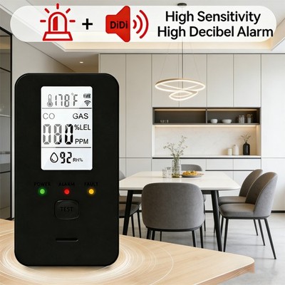 Steadfast haven co detector, 4-in-1 Detector with HD Screen, Home, Apartment