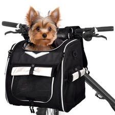Dog Bike Basket, Foldable Pet Bike Carrier Backpack with Safety Strap, Waterp...