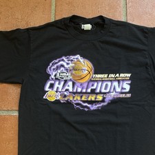 Vtg Los Angeles Lakers NBA Finals Champions T-Shirt Large Kobe Lightning 2002
