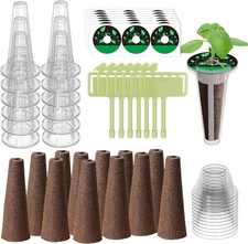 84-Pcs Hydroponic Pod Kit with Grow Baskets, Domes & Labels for Aero Garden