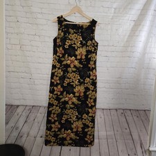 Vintage 90s Grunge Dress Sz Lg Black Dark Moody Floral Maxi 90s Y2K Whimsygoth