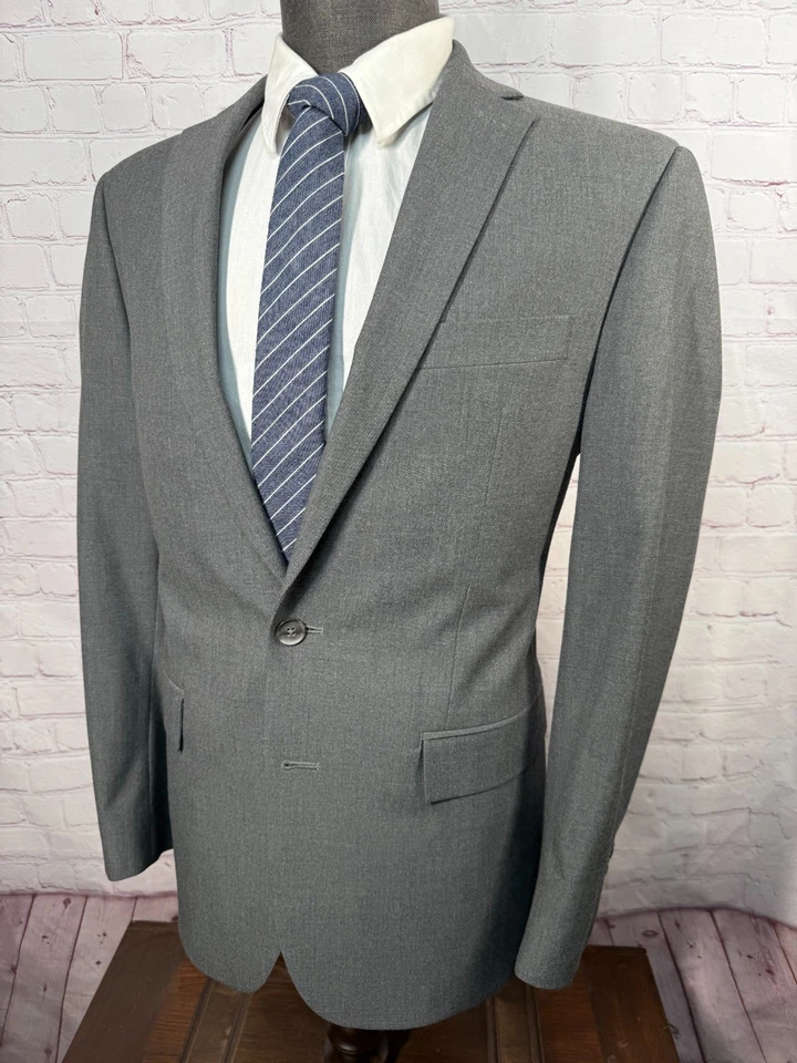 Jaqueta Blazer RYAN SEACREST Masculina Cinza ATHLETIC FIT STRETCH Casaco Esportivo 40R - Imagem 2 de 4