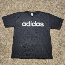 Vintage Adidas T Shirt Mens XL Black Spellout Logo Made in USA 90s