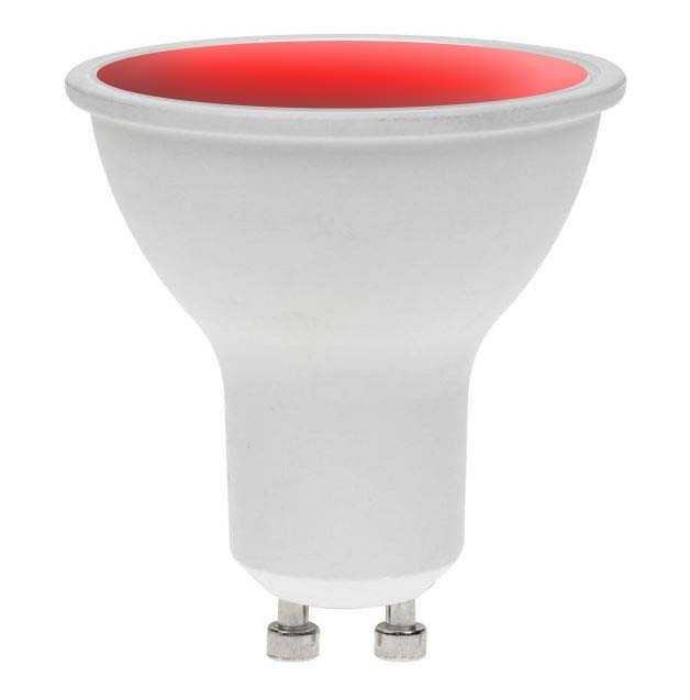 Light Bulb 7w GU10 LED Red Coloured Twist Lock Dimmable Prolite - Image 2