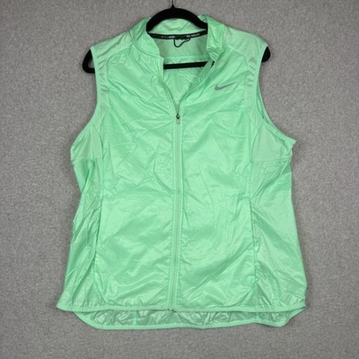 Nike Running Women's Size XL Reflective Green Full Zip Vest Jacket
