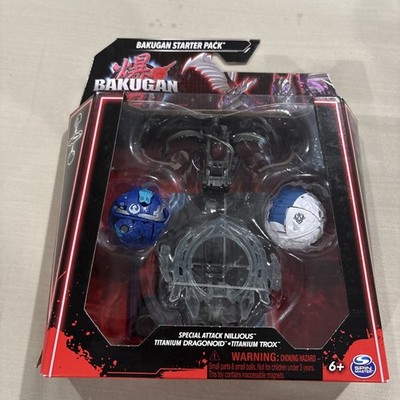 BAKUGAN Starter Pack Special Attack Nillious Titanium Dragonoid & Trox NEW