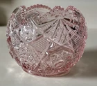 Vintage Fenton Pink Crystal Rose Bowl Vase Cut Glass Brilliant Sparkly