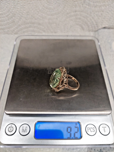 VELLMAR 10K SOLID Y GOLD URANIUM GREEN LAB SPINEL 9.2 GR RING SZ 7.75 - Picture 15 of 16