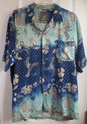 Pineapple Connection Hawaiian Shirt Mens Large Ocean Button Up Short Sleeve Sz L