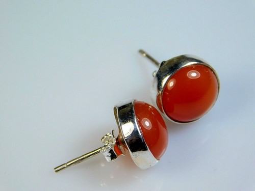 Aretes de calcedonia cornalina roja natural con plata de ley maciza 925 - Imagen 4 de 7