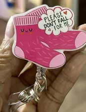 Cute Socks, Badge Reel, Pediatric Nurse, RN, NURSE, Tech, Reel ID Badge Holder