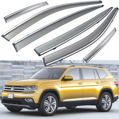 6pc Rain Guards Vent Shade Deflector Window Visors for 2018-2024 VW Atlas SUV