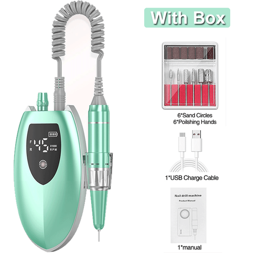 Acryl Nagelmaschine Kit Feilenbohrer für Maniküre Pediküre Wiederaufladbares Gel - Bild 13 von 13