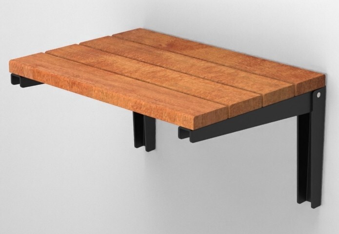 Asiento de ducha plegable de teca artesanal para montaje en pared interior/exterior color natural