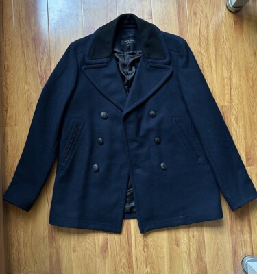 Rag Bone Peacoat Wool W/Black Collar Size 38