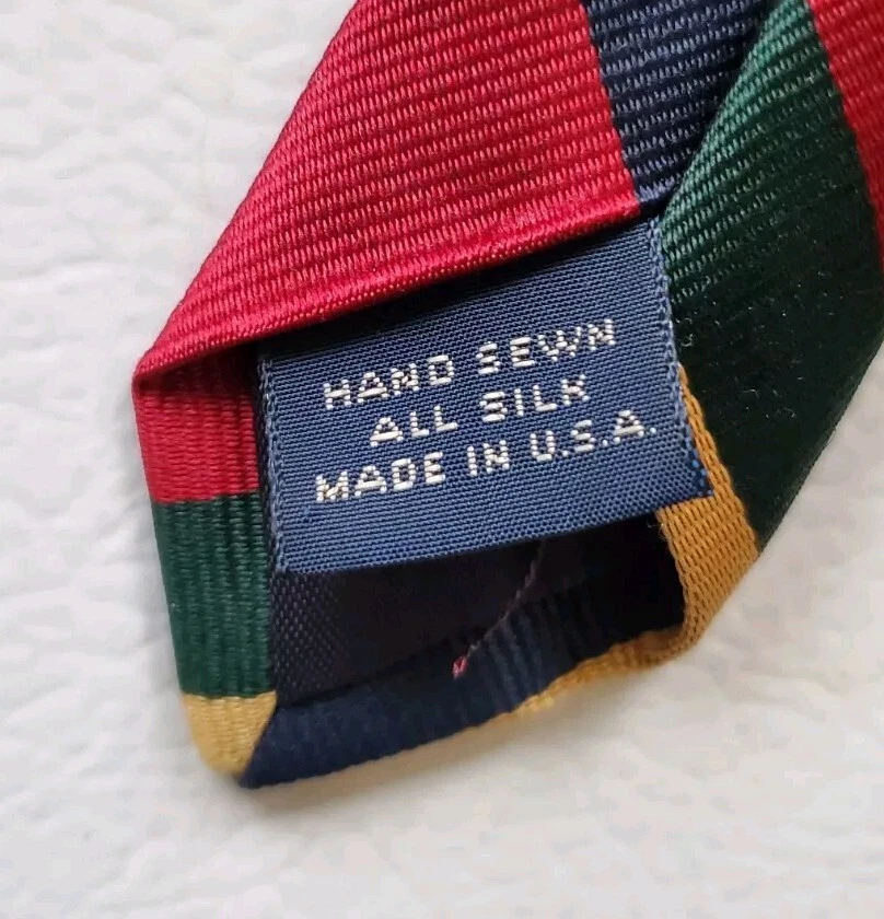 Corbata Kenneth Gordon a rayas 100 % seda para hombre. Hecho en USA 58"x 4." Foto 4 de 4