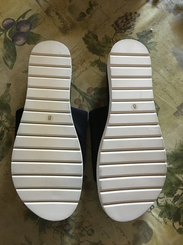 J/Slides NYC Wos Sandals US 10 Black Fabric Slides Platform Open Toe Size 8 - Picture 3 of 4