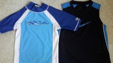Lot of 2 UV Skins Blue Size 5 Nike Dry Fit Size 6 Black Boys Tops Pre-owned