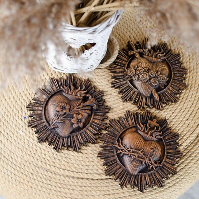 Three Sacred Hearts of Holy Family  Blackwood No gold a set of 3 pieces